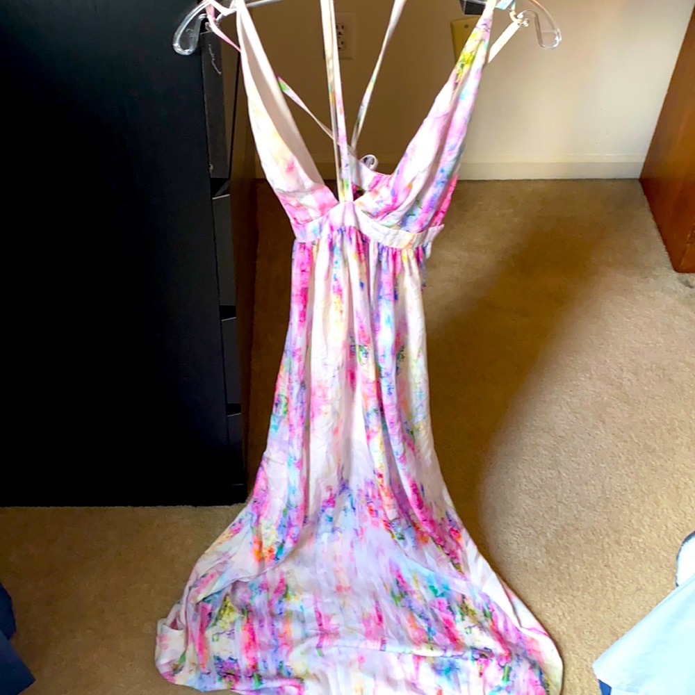 Floral deep v dress